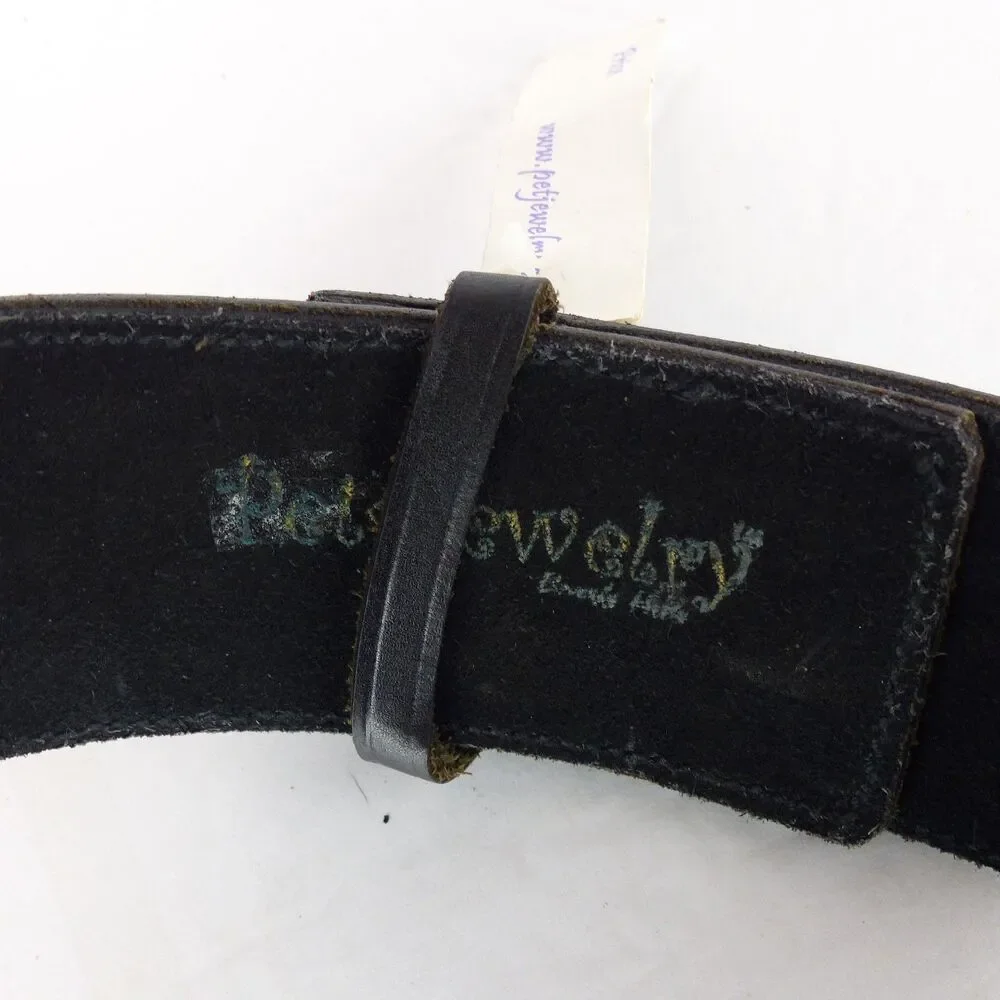 Pet Jewelry Beverly Hills Dog Collar 28” 2.5 Wide Black Leather Studded Y2K NWT